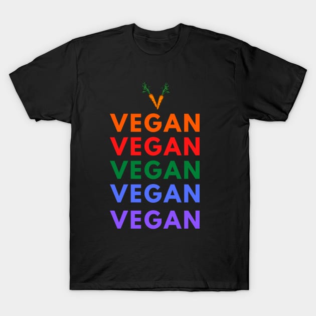 Carrot - V for Vegan (solid letters) T-Shirt by TJWDraws